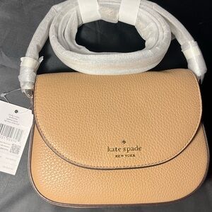 NWT Kate Spade Leila mini flap crossbody bag in light fawn